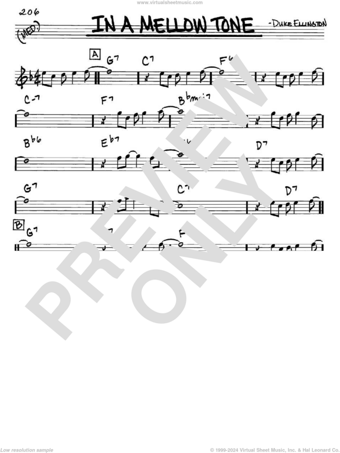 In A Mellow Tone sheet music for voice and other instruments (in Eb) by Duke Ellington and Milt Gabler, intermediate skill level