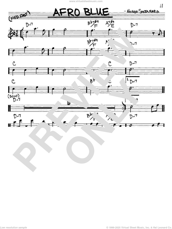 Afro Blue sheet music for voice and other instruments (in Eb) by John Coltrane and Mongo Santamaria, intermediate skill level