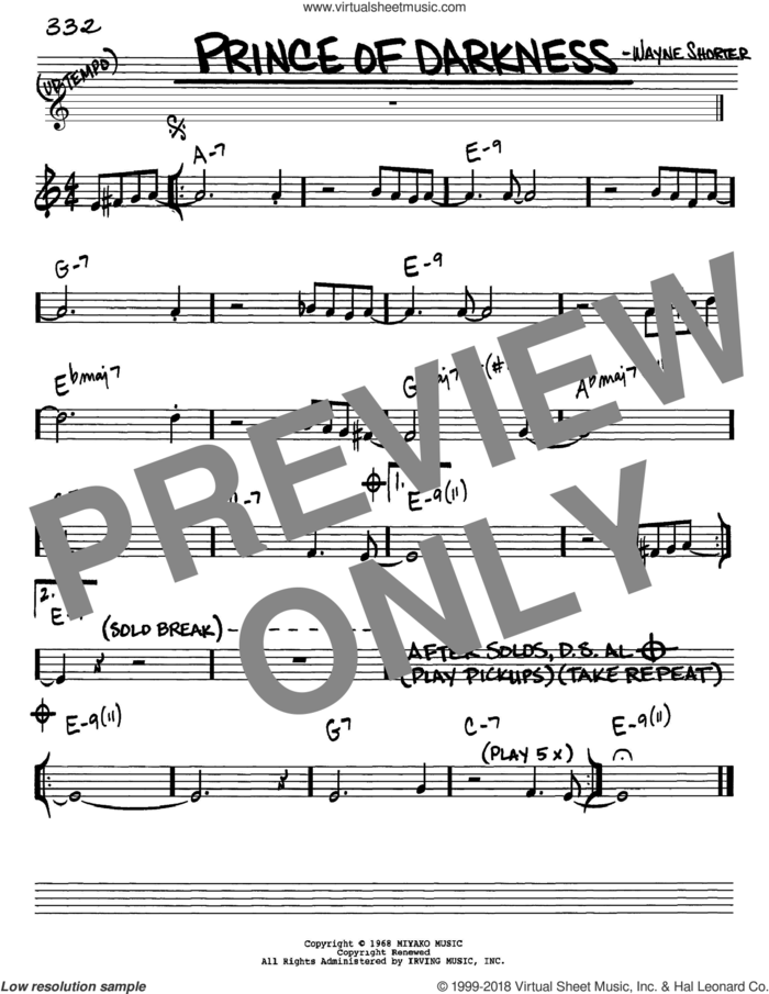 Prince Of Darkness sheet music for voice and other instruments (in Eb) by Wayne Shorter, intermediate skill level