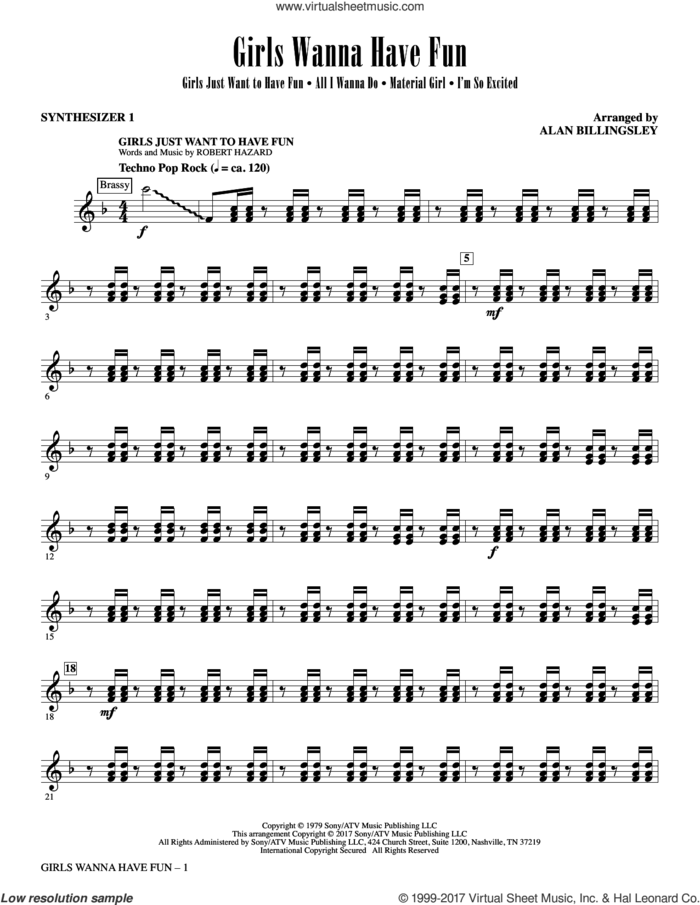 Girls Wanna Have Fun (Medley) (complete set of parts) sheet music for orchestra/band by Alan Billingsley, Bill Bottrell, David Baerwald, Kevin Gilbert, Sheryl Crow and Wyn Cooper, intermediate skill level