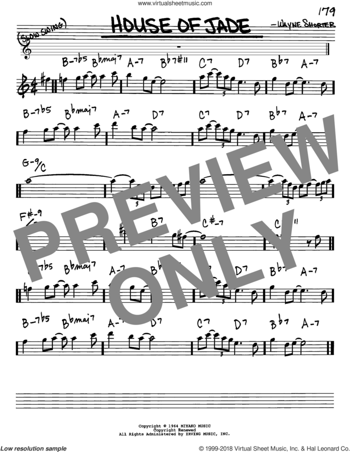 House Of Jade sheet music for voice and other instruments (in Eb) by Wayne Shorter, intermediate skill level