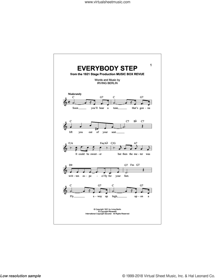 Everybody Step sheet music for voice and other instruments (fake book) by Irving Berlin, intermediate skill level