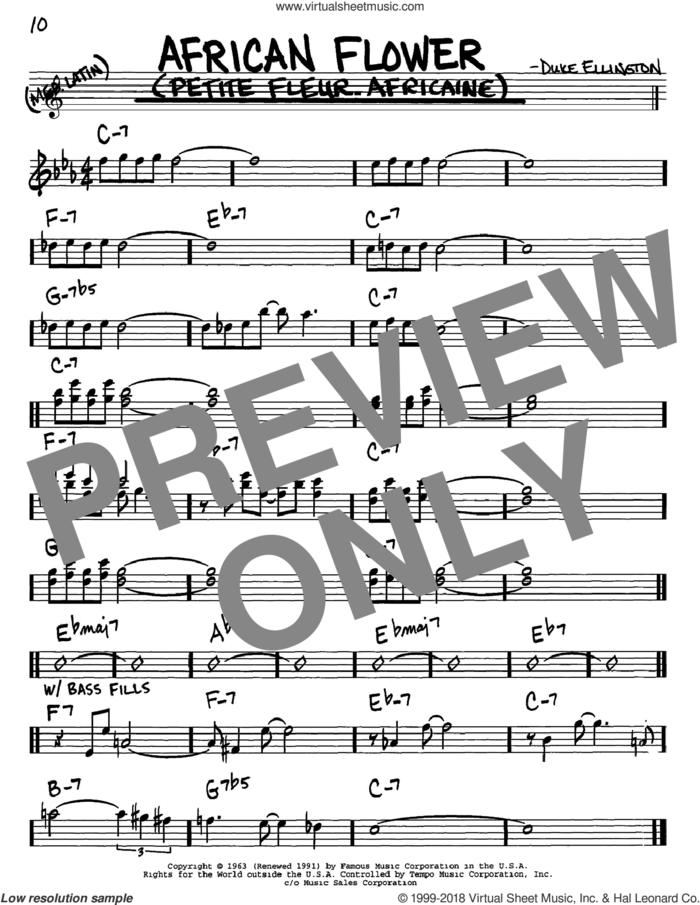 African Flower (Petite Fleur Africaine) sheet music for voice and other instruments (in Eb) by Duke Ellington, intermediate skill level