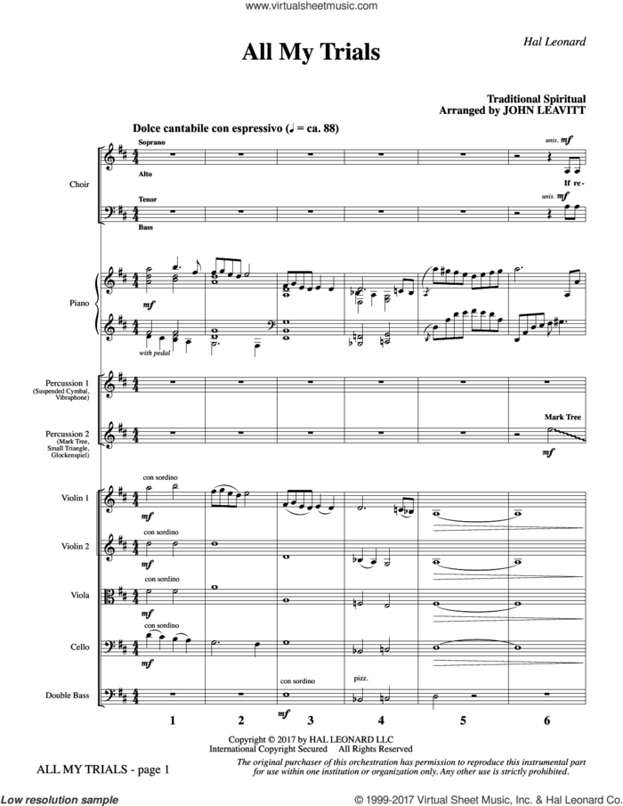 All My Trials (COMPLETE) sheet music for orchestra/band by John Leavitt and Miscellaneous, intermediate skill level