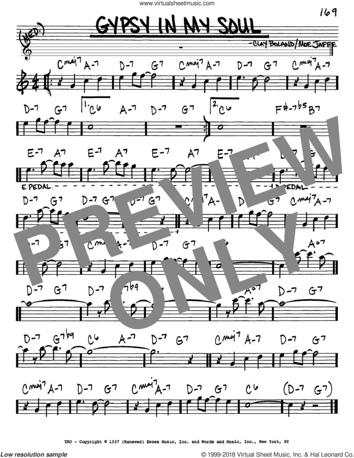 Gypsy In My Soul sheet music for voice and other instruments (in Eb) by Moe Jaffe and Clay Boland, intermediate skill level