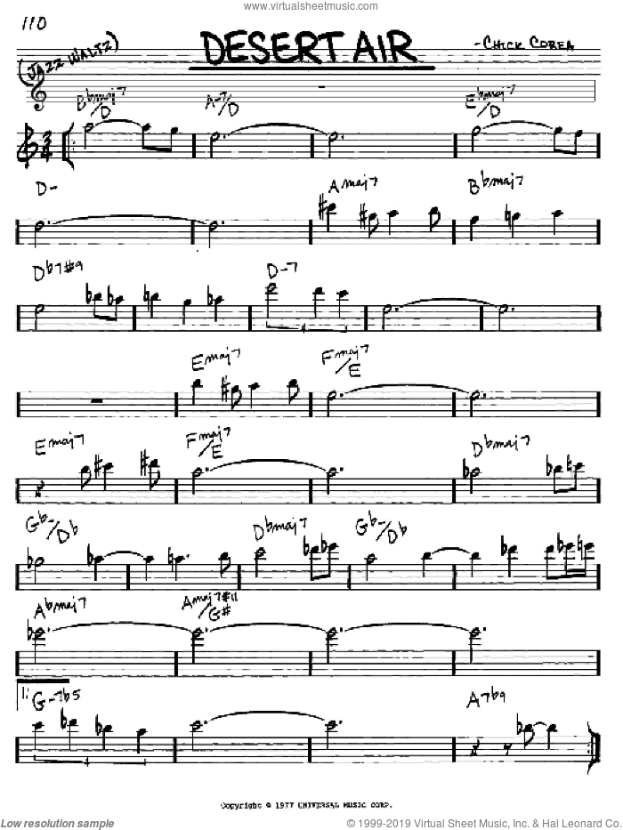 Desert Air sheet music for voice and other instruments (in Eb) by Chick Corea, intermediate skill level