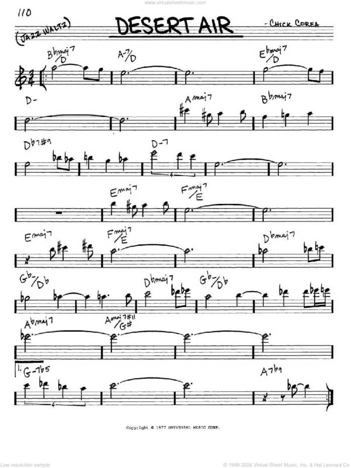 Desert Air sheet music for voice and other instruments (in Eb) by Chick Corea, intermediate skill level