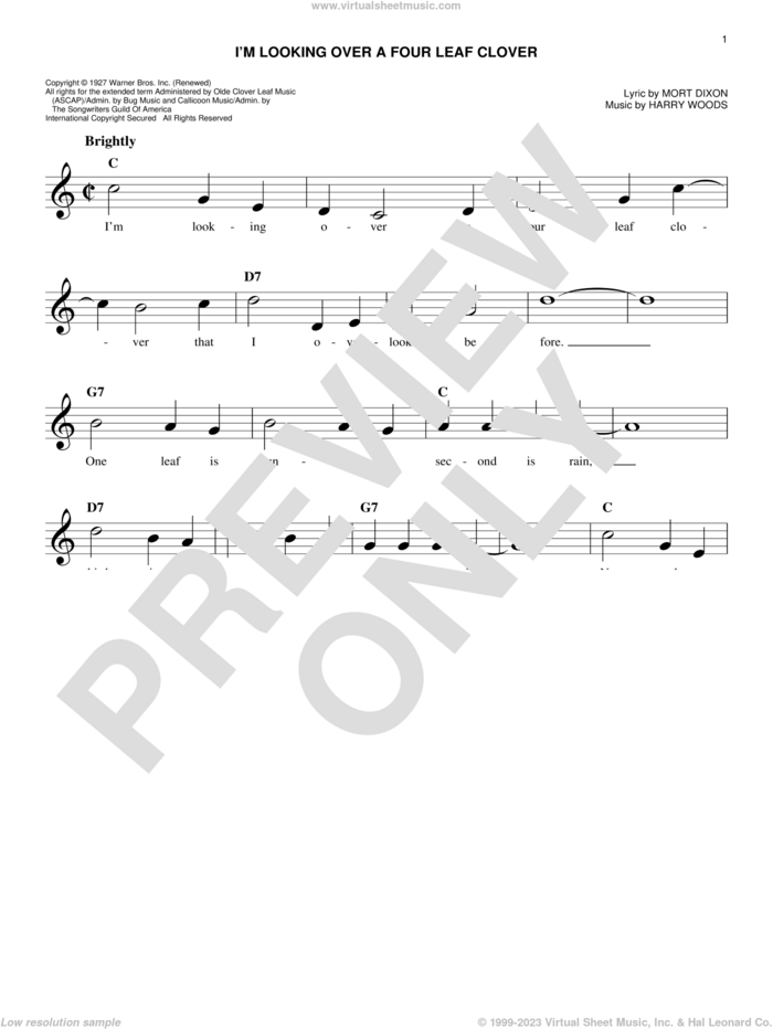 I'm Looking Over A Four Leaf Clover sheet music for voice and other instruments (fake book) by Harry Woods and Mort Dixon, intermediate skill level