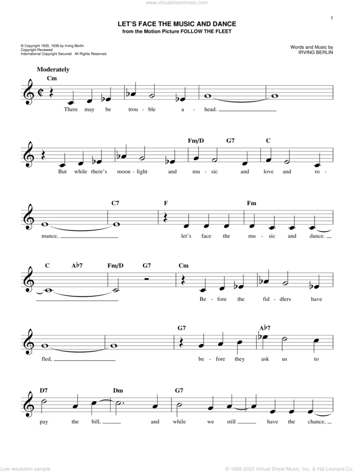 Let's Face The Music And Dance sheet music for voice and other instruments (fake book) by Irving Berlin and Dick Hyman, easy skill level