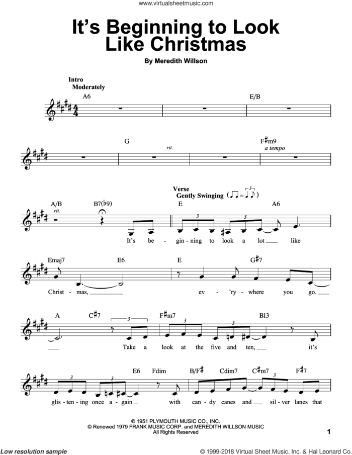 It's Beginning To Look Like Christmas sheet music for voice solo by Meredith Willson and Michael Buble, intermediate skill level