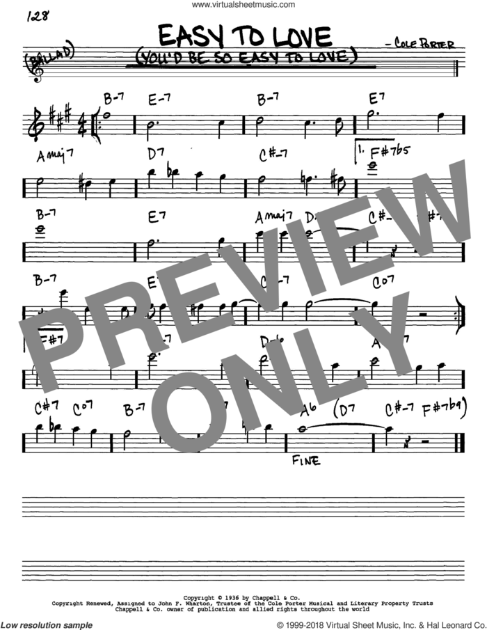 Easy To Love (You'd Be So Easy To Love) sheet music for voice and other instruments (in Eb) by Cole Porter, intermediate skill level