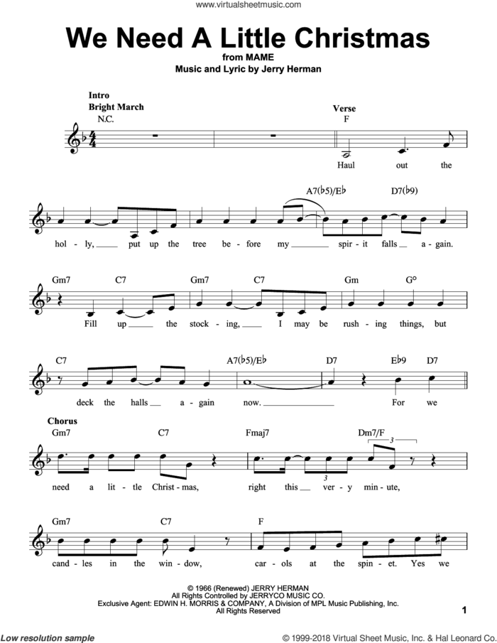 We Need A Little Christmas sheet music for voice solo by Kimberley Locke and Jerry Herman, intermediate skill level
