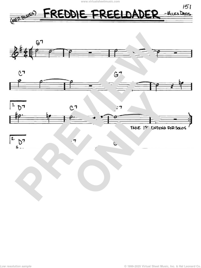 Freddie Freeloader sheet music for voice and other instruments (in Eb) by Miles Davis, intermediate skill level