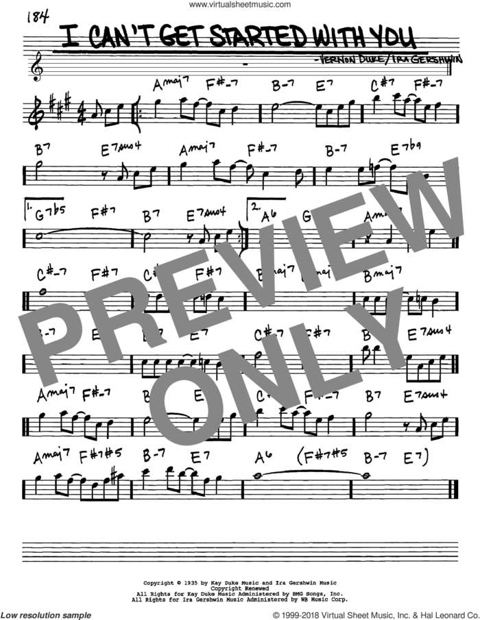 I Can't Get Started With You sheet music for voice and other instruments (in Eb) by Ira Gershwin and Vernon Duke, intermediate skill level