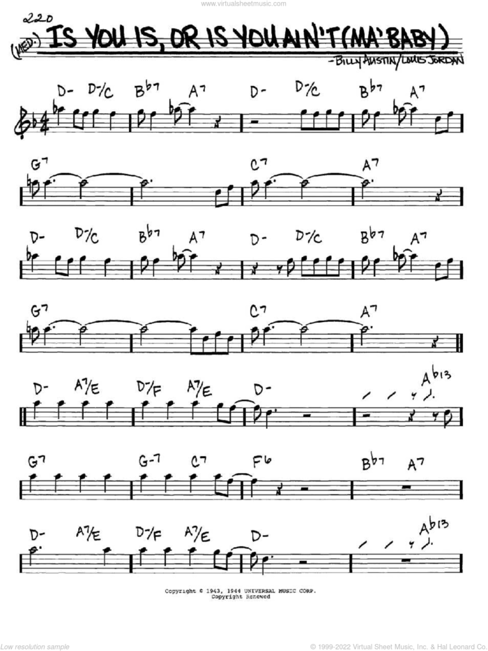 Is You Is, Or Is You Ain't (Ma' Baby) sheet music for voice and other instruments (in Eb) by Louis Jordan and Billy Austin, intermediate skill level