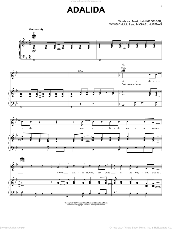 Strait - Adalida sheet music for voice, piano or guitar [PDF]