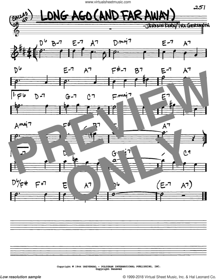 Long Ago (And Far Away) sheet music for voice and other instruments (in Eb) by Jerome Kern and Ira Gershwin, intermediate skill level