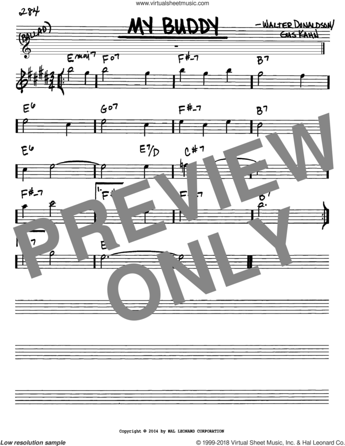 My Buddy sheet music for voice and other instruments (in Eb) by Gus Kahn and Walter Donaldson, intermediate skill level