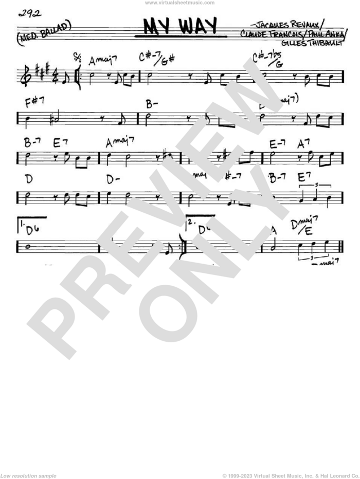 My Way sheet music for voice and other instruments (in Eb) by Paul Anka, Elvis Presley, Frank Sinatra, Claude Francois, Gilles Thibault and Jacques Revaux, intermediate skill level
