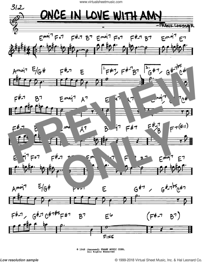 Once In Love With Amy sheet music for voice and other instruments (in Eb) by Frank Loesser, intermediate skill level