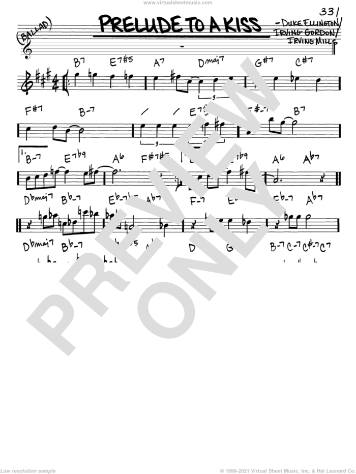 Prelude To A Kiss sheet music for voice and other instruments (in Eb) by Duke Ellington, Irving Gordon and Irving Mills, intermediate skill level