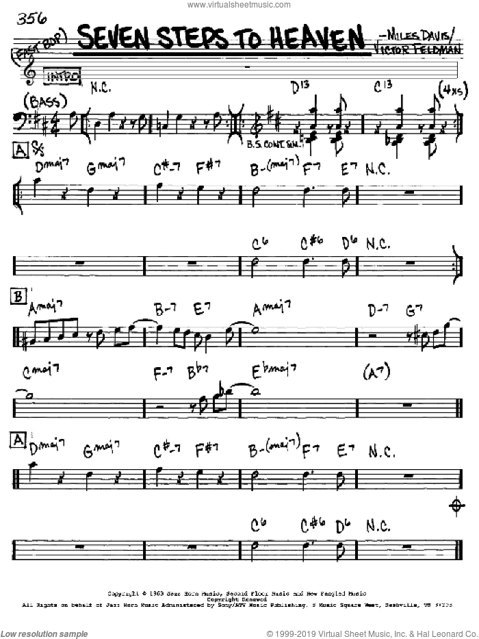 Seven Steps To Heaven sheet music for voice and other instruments (in Eb) by Miles Davis and Victor Feldman, intermediate skill level