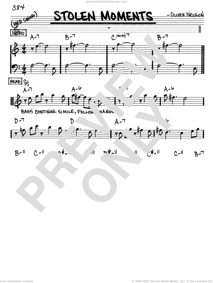 Stolen Moments sheet music for voice and other instruments (in Eb) by Oliver Nelson, intermediate skill level
