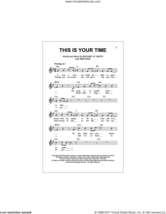 This Is Your Time sheet music for voice and other instruments (fake book) by Michael W. Smith and Wes King, intermediate skill level