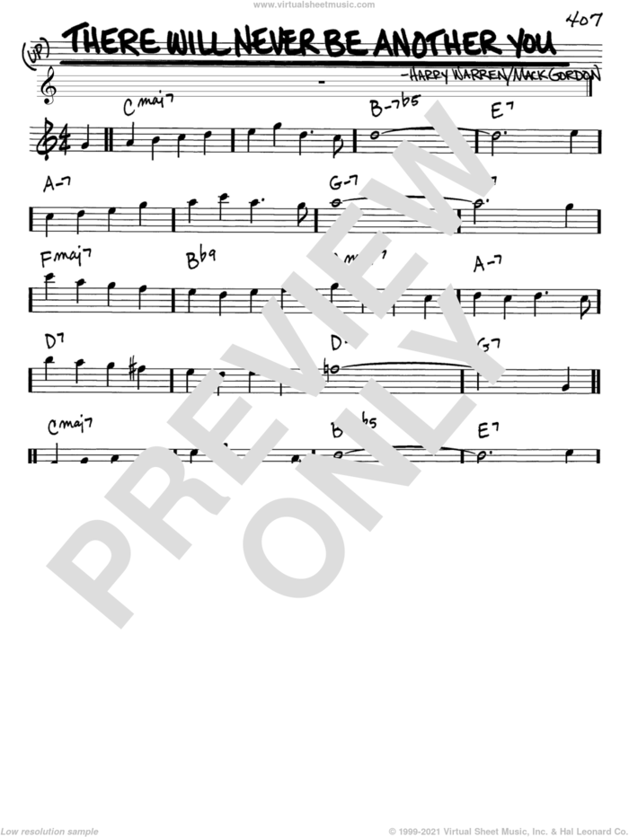 There Will Never Be Another You sheet music for voice and other instruments (in Eb) by Mack Gordon and Harry Warren, intermediate skill level