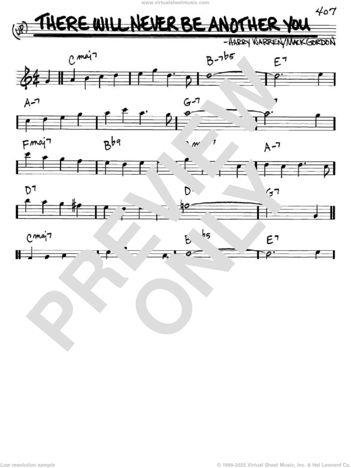 There Will Never Be Another You sheet music for voice and other instruments (in Eb) by Mack Gordon and Harry Warren, intermediate skill level