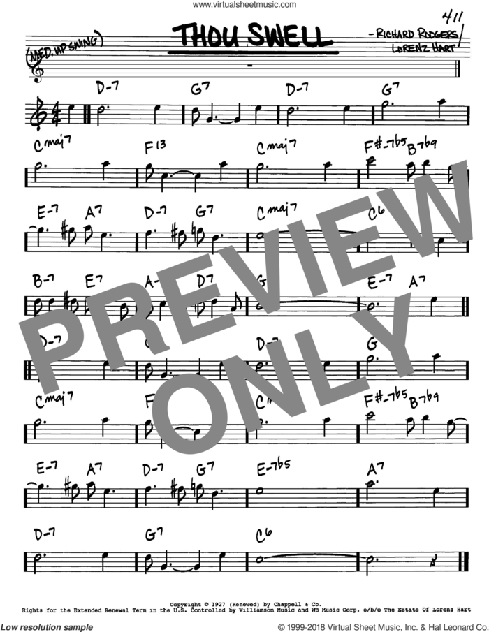 Thou Swell sheet music for voice and other instruments (in Eb) by Rodgers & Hart, Lorenz Hart and Richard Rodgers, intermediate skill level