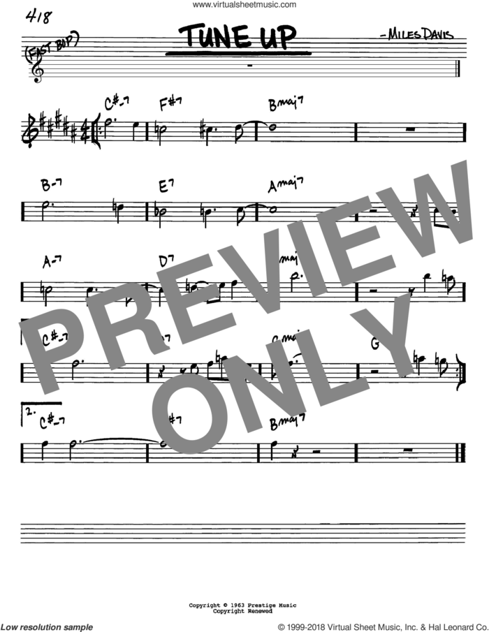 Tune Up sheet music for voice and other instruments (in Eb) by Miles Davis, intermediate skill level