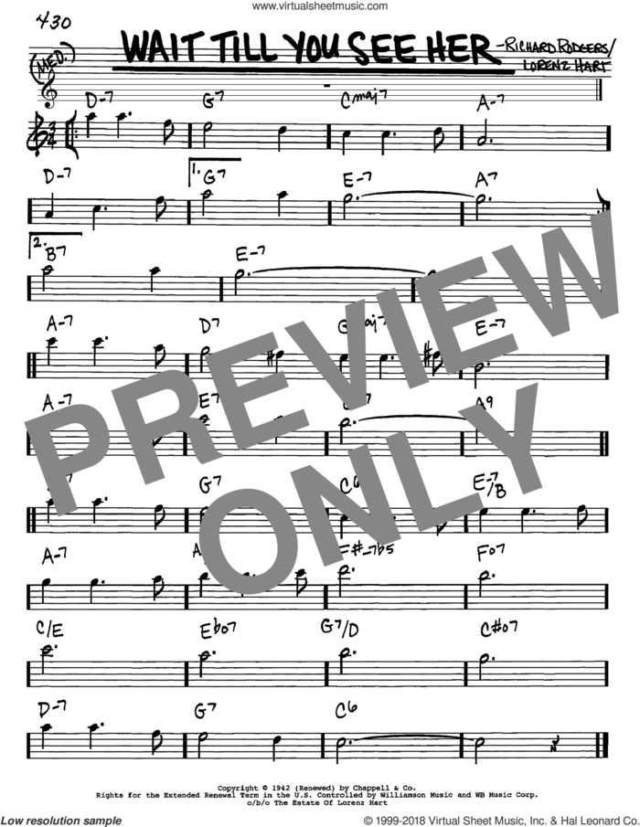 Wait Till You See Her sheet music for voice and other instruments (in Eb) by Rodgers & Hart, Lorenz Hart and Richard Rodgers, intermediate skill level