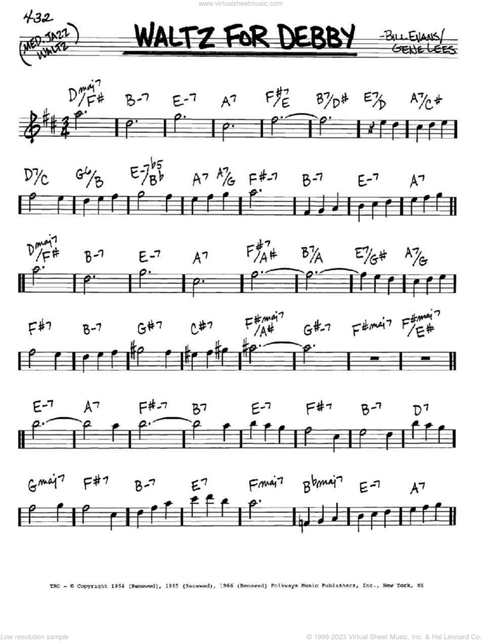 Waltz For Debby sheet music for voice and other instruments (in Eb) by Bill Evans and Eugene John Lees, intermediate skill level