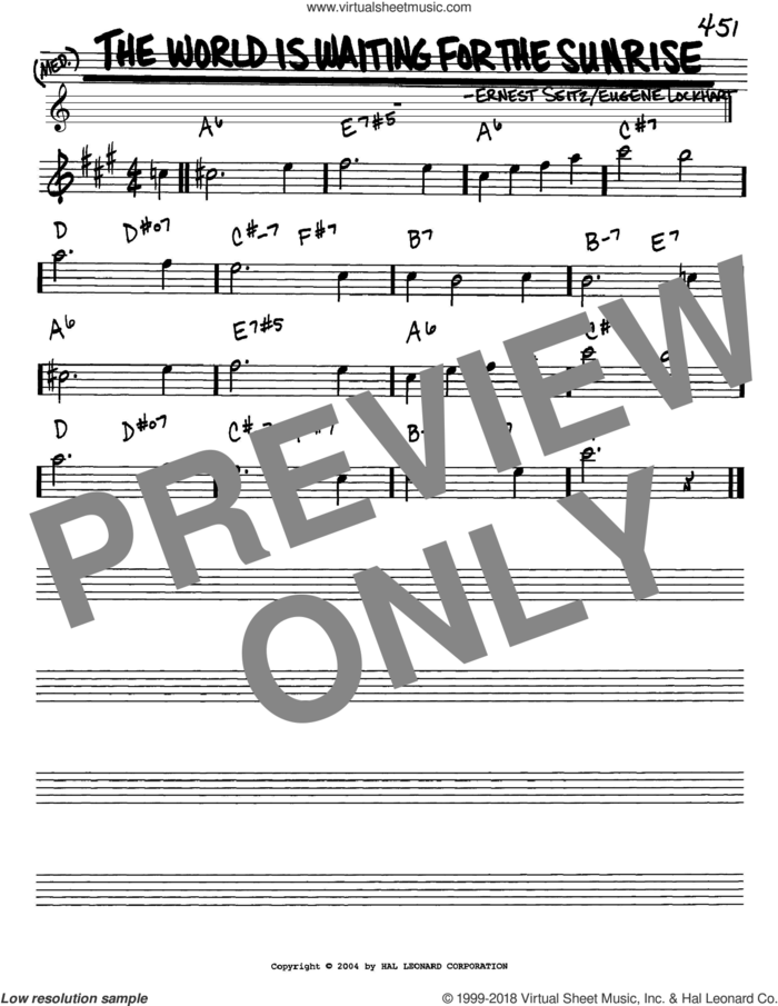 The World Is Waiting For The Sunrise sheet music for voice and other instruments (in Eb) by Eugene Lockhart and Ernest Seitz, intermediate skill level