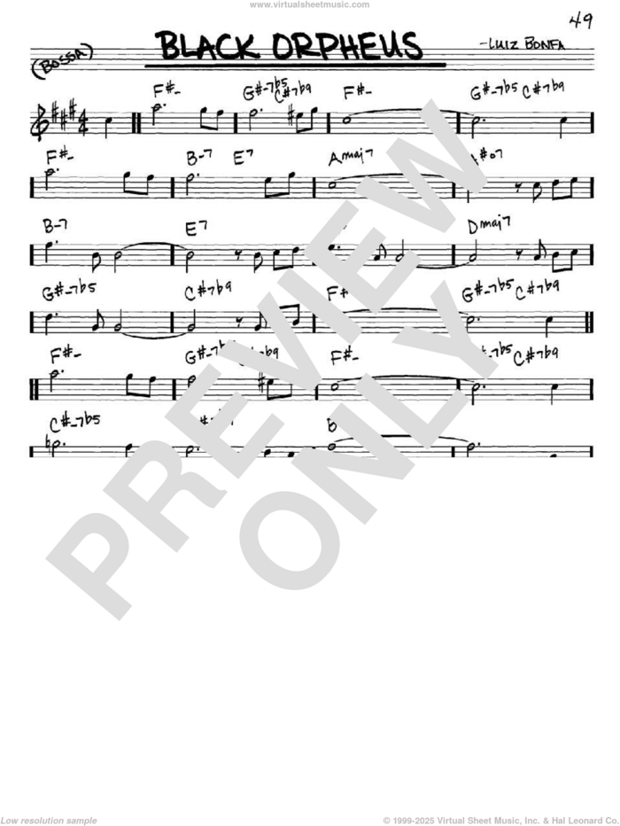 Black Orpheus sheet music for voice and other instruments (in Eb) by Luiz Bonfa, intermediate skill level