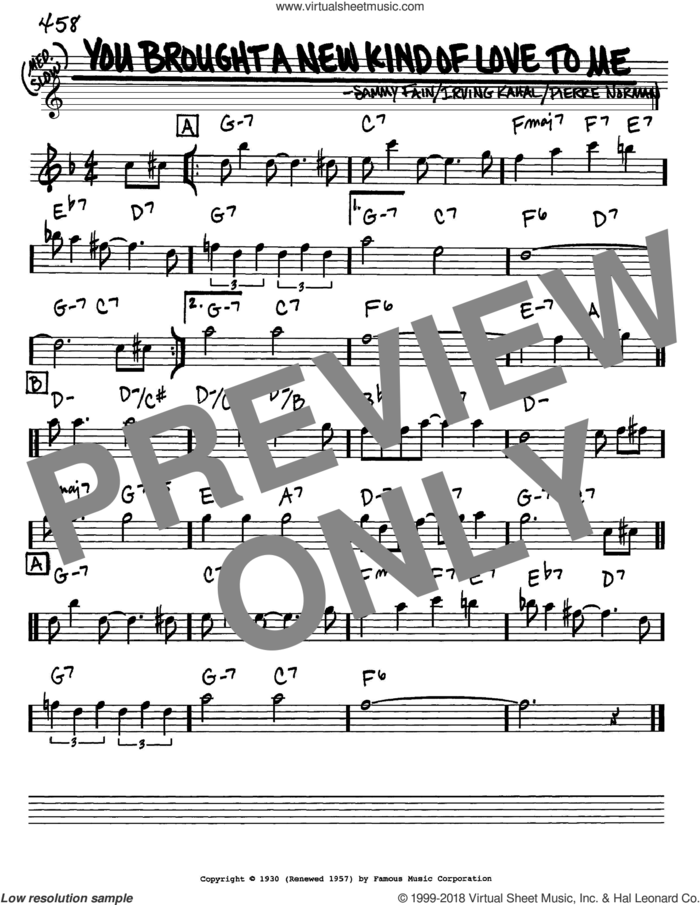 You Brought A New Kind Of Love To Me sheet music for voice and other instruments (in Eb) by Frank Sinatra, Irving Kahal, Pierre Norman and Sammy Fain, intermediate skill level