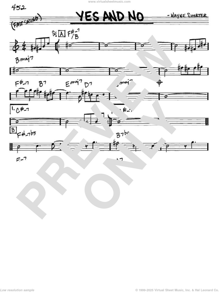 Yes And No sheet music for voice and other instruments (in Eb) by Wayne Shorter, intermediate skill level