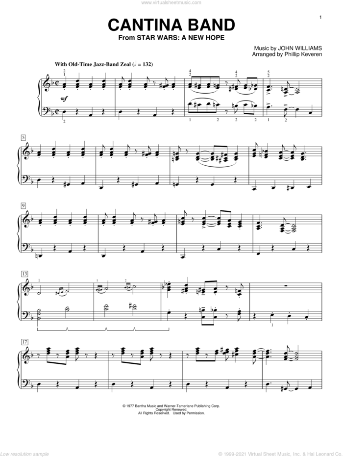 Cantina Band (from Star Wars: A New Hope) (arr. Phillip Keveren) sheet music for piano solo by John Williams and Phillip Keveren, intermediate skill level