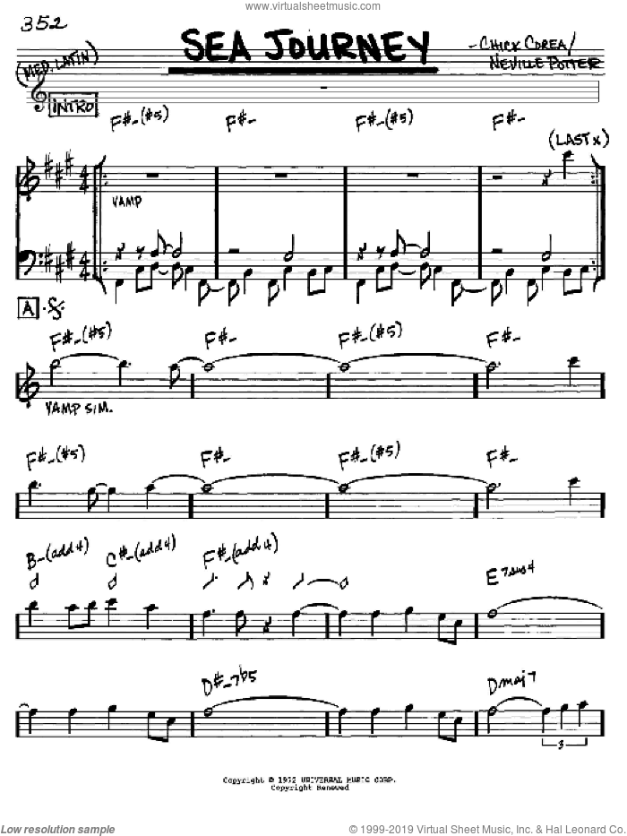 Sea Journey sheet music for voice and other instruments (in Eb) by Chick Corea and Neville Potter, intermediate skill level