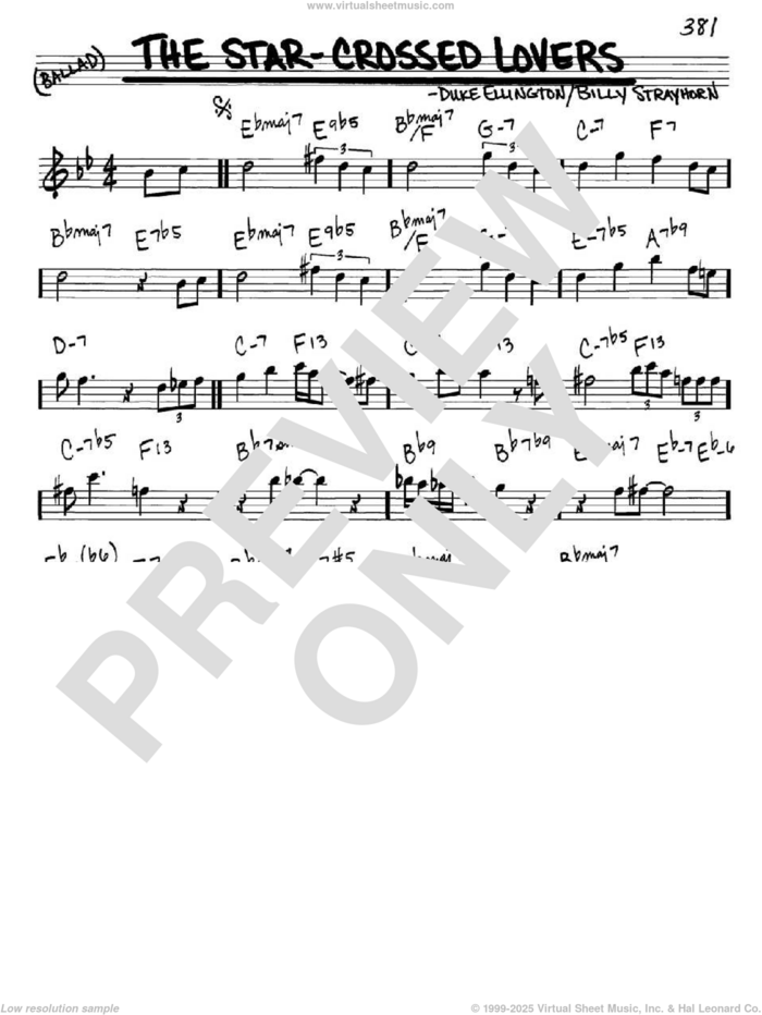 The Star-Crossed Lovers sheet music for voice and other instruments (in Eb) by Duke Ellington and Billy Strayhorn, intermediate skill level