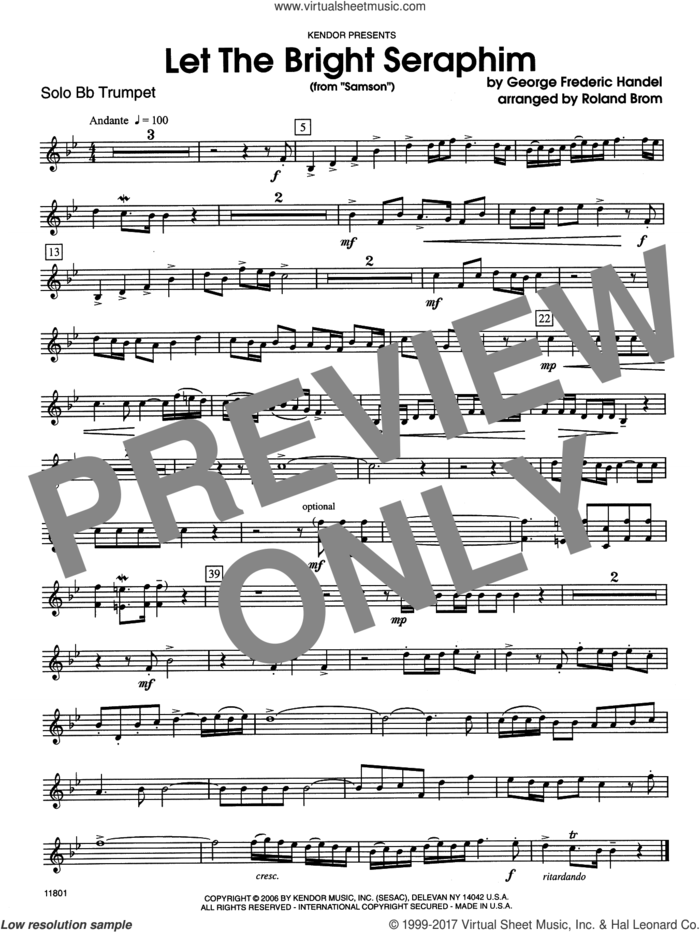 Let The Bright Seraphim (from 'Samson') (complete set of parts) sheet music for trumpet and piano by George Frideric Handel and Roland Brom, classical score, intermediate skill level