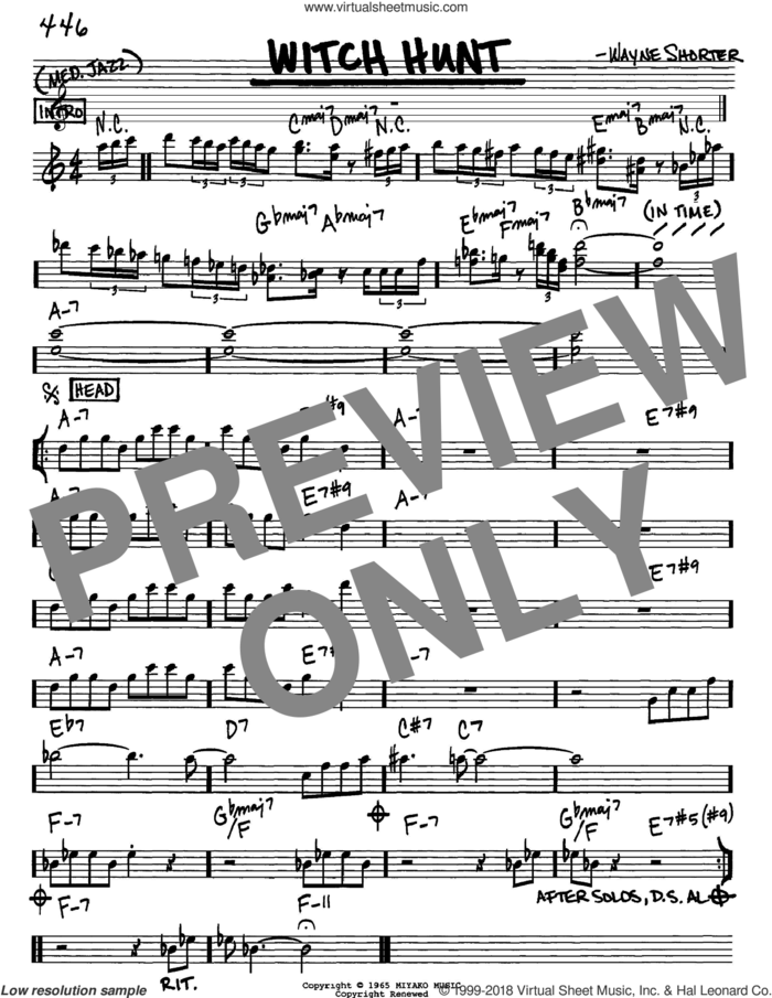 Witch Hunt sheet music for voice and other instruments (in Eb) by Wayne Shorter, intermediate skill level