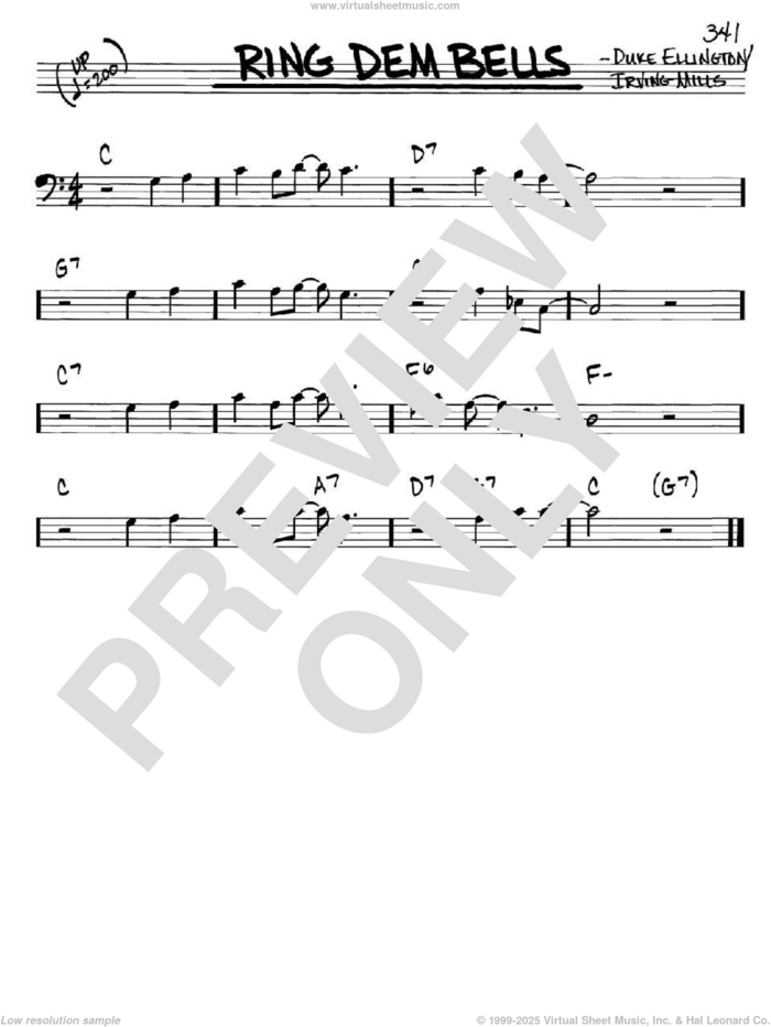 Ring Dem Bells sheet music for voice and other instruments (bass clef) by Duke Ellington and Irving Mills, intermediate skill level