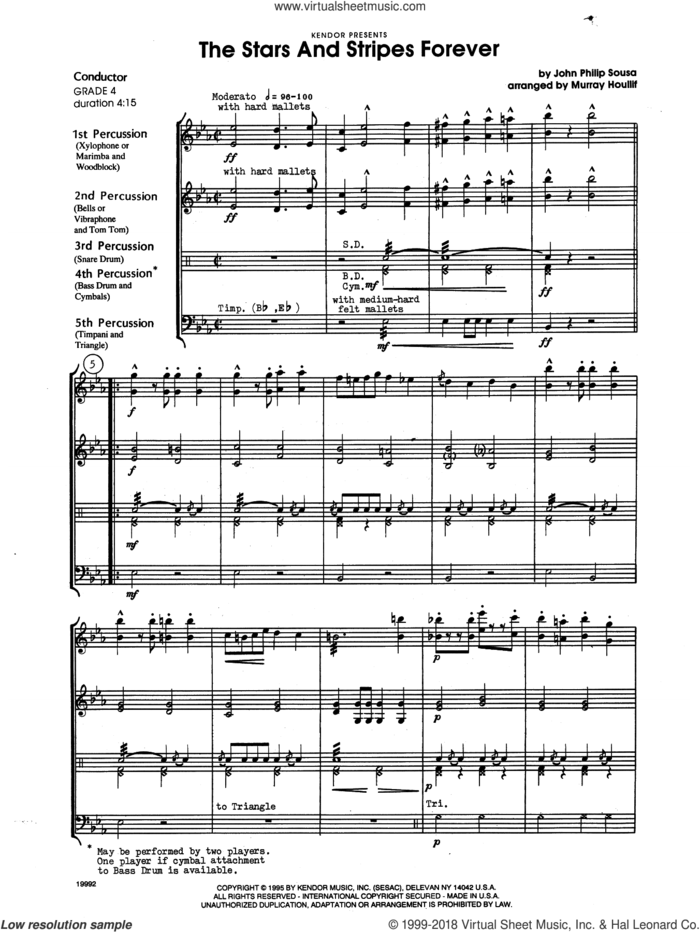 The Stars and Stripes Forever (COMPLETE) sheet music for percussions by Houllif and John Philip Sousa, intermediate skill level