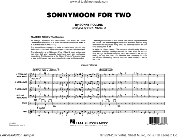 Sonnymoon for Two (COMPLETE) sheet music for jazz band by Paul Murtha and Sonny Rollins, intermediate skill level