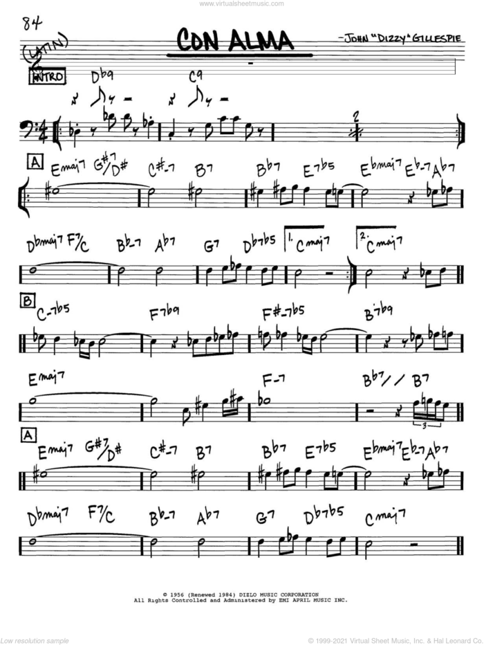 Con Alma sheet music for voice and other instruments (bass clef) by Dizzy Gillespie, intermediate skill level