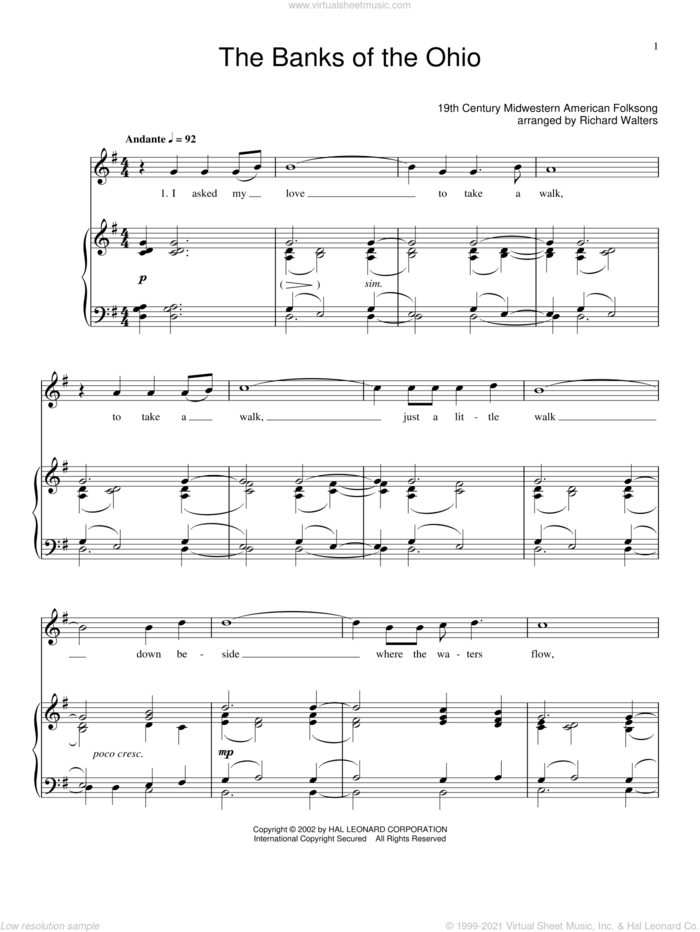 Banks Of The Ohio sheet music for voice, piano or guitar by Anonymous, Johnny Cash and 19th Century Western American, intermediate skill level