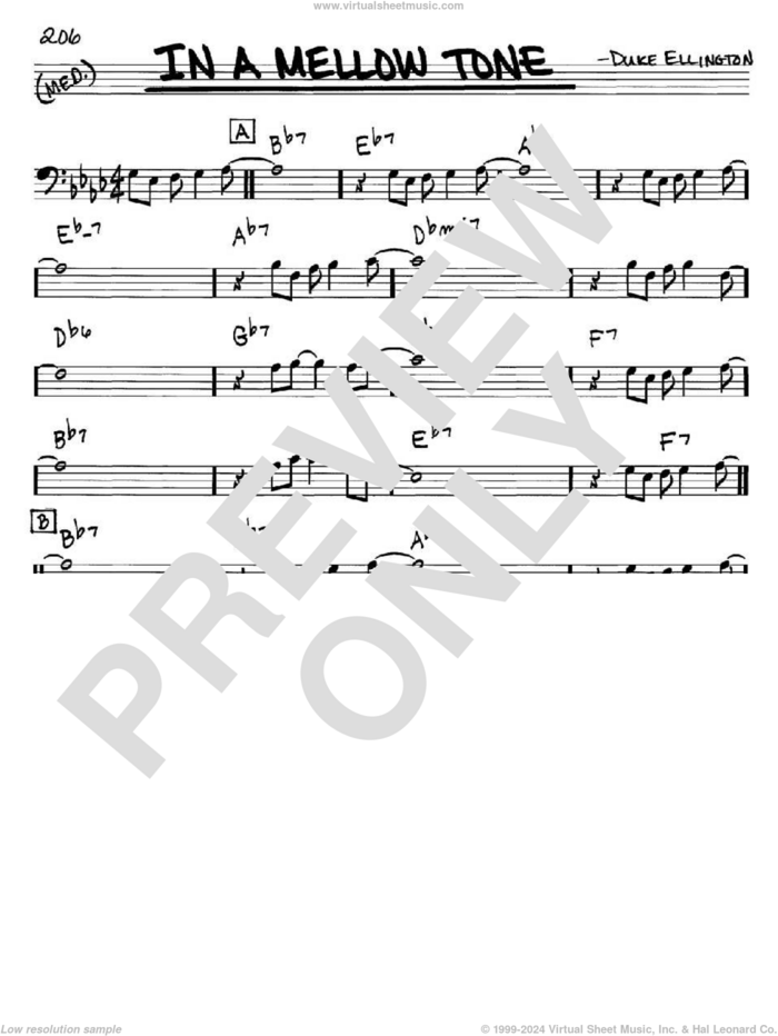 In A Mellow Tone sheet music for voice and other instruments (bass clef) by Duke Ellington and Milt Gabler, intermediate skill level