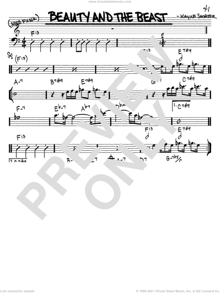 Beauty And The Beast sheet music for voice and other instruments (bass clef) by Wayne Shorter, intermediate skill level